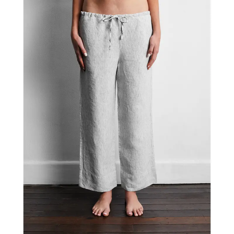 Pinstripe 100% French Flax Linen Pants