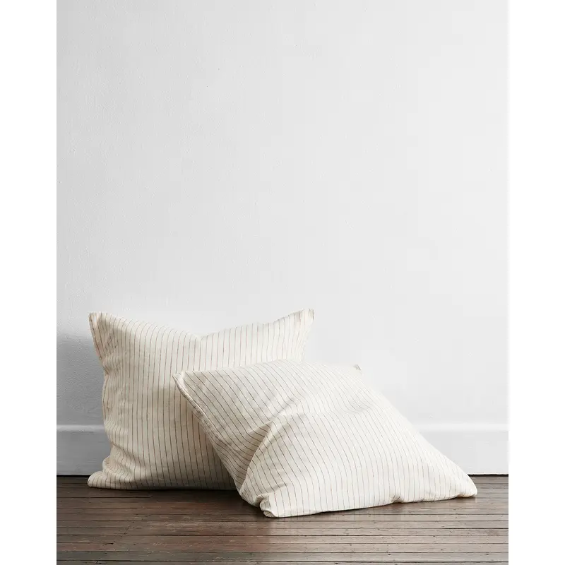 Rust Stripe 100% French Flax Linen European Pillowcases (Set of Two)