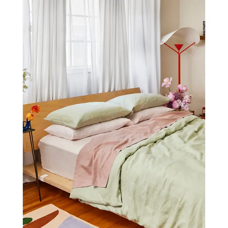 Sage, Rosewater & Lavender 100% French Flax Linen Bedding Bundle