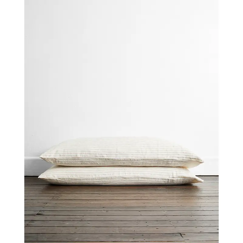 Stripe 100% Flax Linen King Pillowcases (Set of Two)
