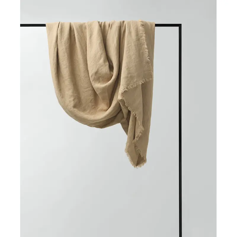 Freya Linen Throw - Biscuit