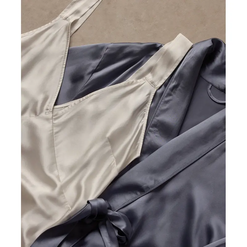 A pairing of exceptionally-soft silk - Ivory & Steel Blue