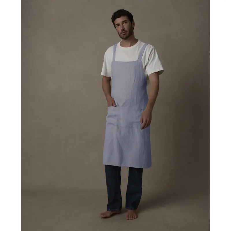 Jude Linen Apron - Steel Blue