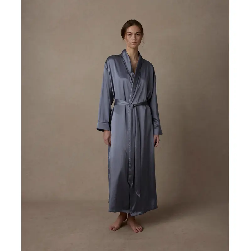 Silk Robe - Steel Blue