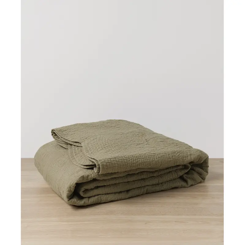 Willow Embroidered Quilt - Putty