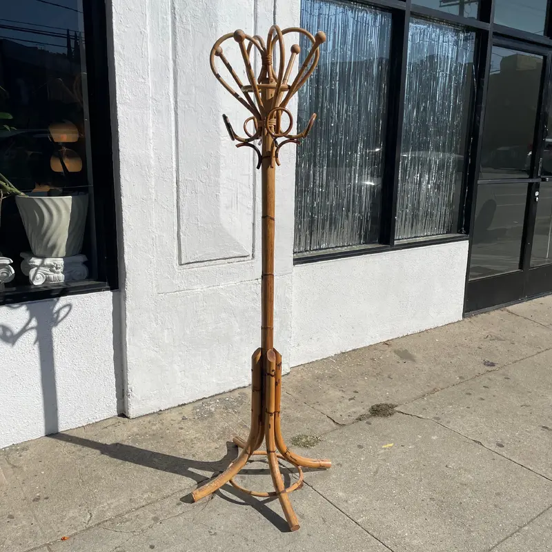 1960s Italian Coat Rack - Rattan and Bamboo