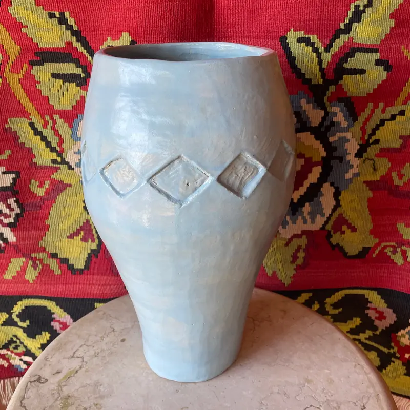 1970s Studio Pottery Diamond Vase