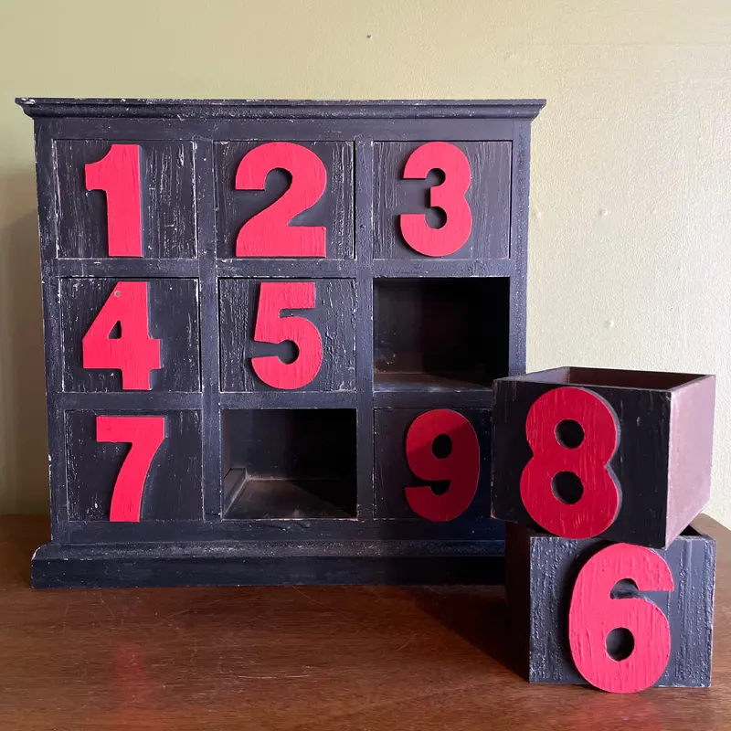 Antique Numbered Wooden Storage Box