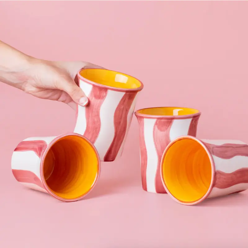Striped Ceramic Breakfast Cups by Tierra Cocida