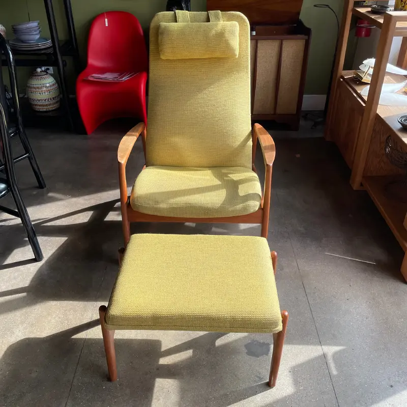 1960's Vintage Dux Armchair + Ottoman Set