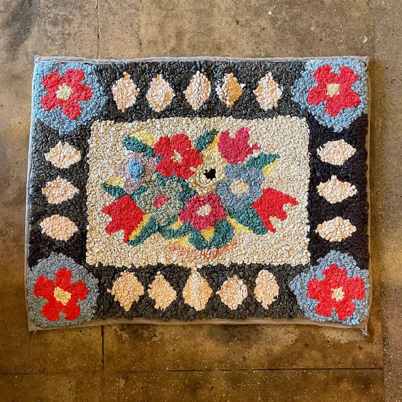 Early 1900's American Rag Rug - 20" x 24"