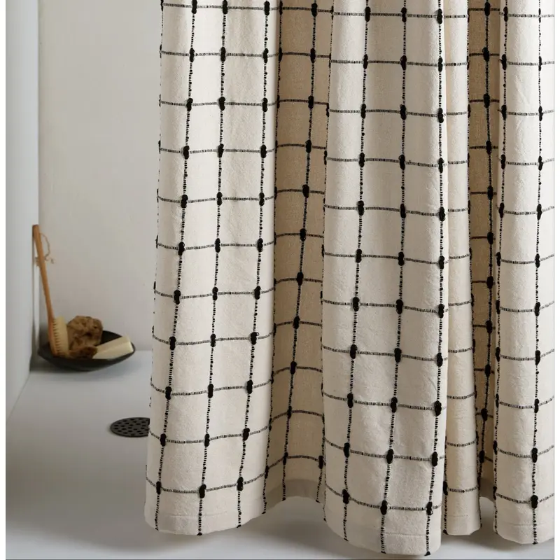 Organic Oasis Shower Curtain (Natural with Soft Black)