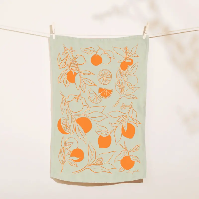 Printed Linen Rectangle Tea Towels by Elana Gabrielle