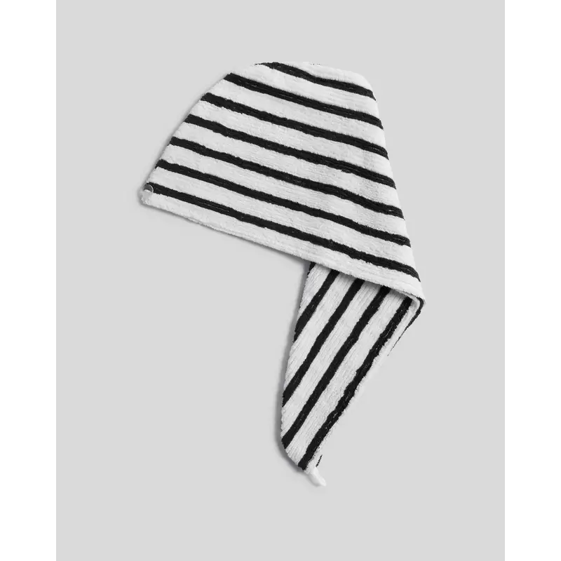 Organic Resort Stripe Hair Wrap (Plaster with Soft Black)