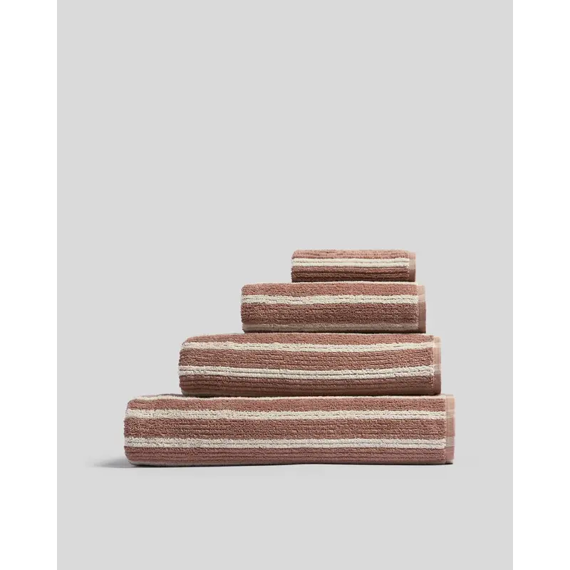 Organic Resort Stripe Towels (Adobe with Butter)