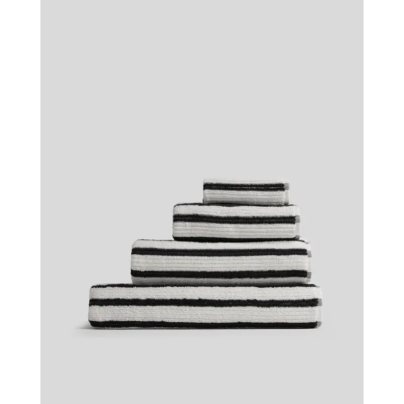 Organic Resort Stripe Towels (Plaster with Soft Black)