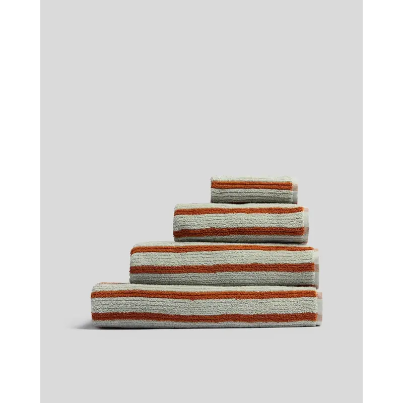 Organic Resort Stripe Towels (Sage with Russet)