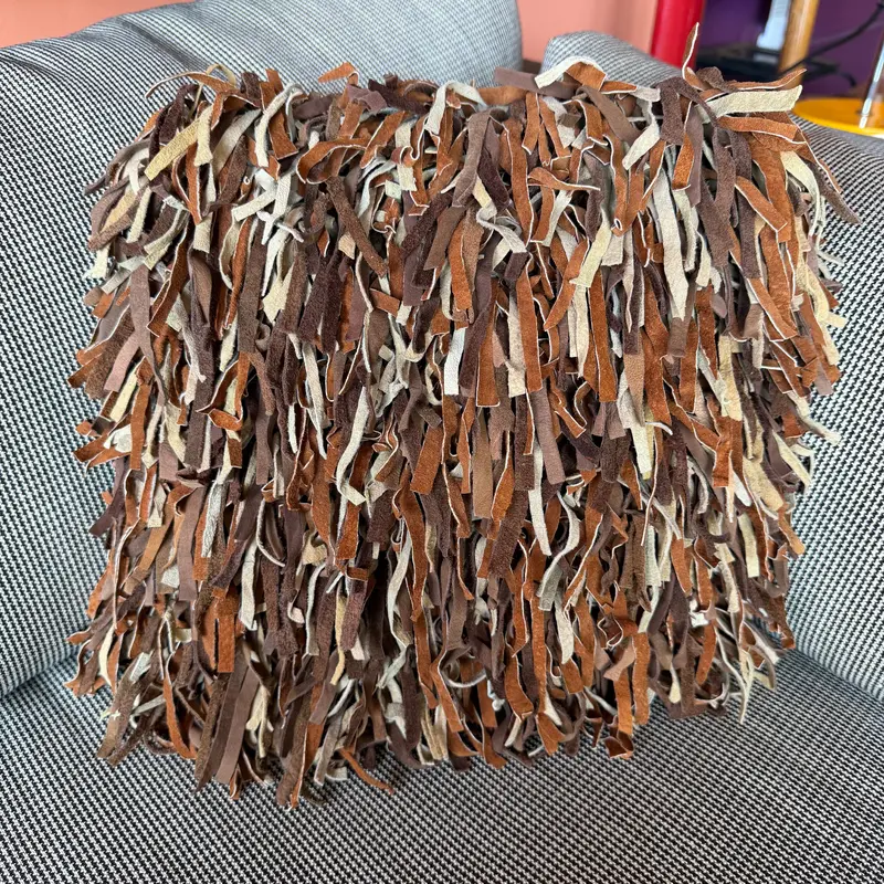 Vintage Leather Shag Pillow - 2 Available