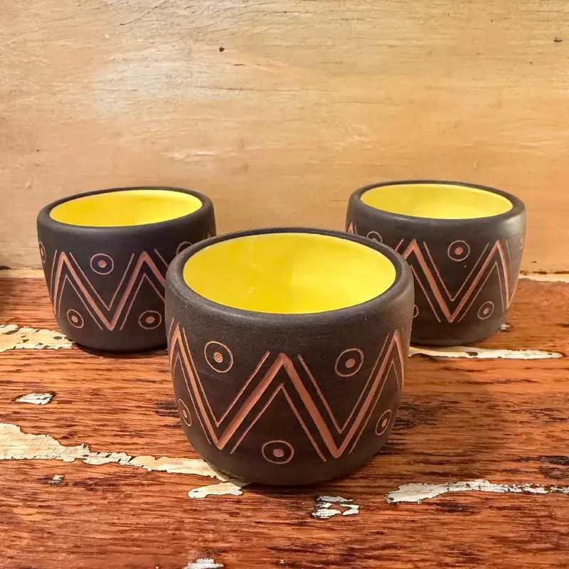Vintage Mexican Ceramic Cups - Set of 3