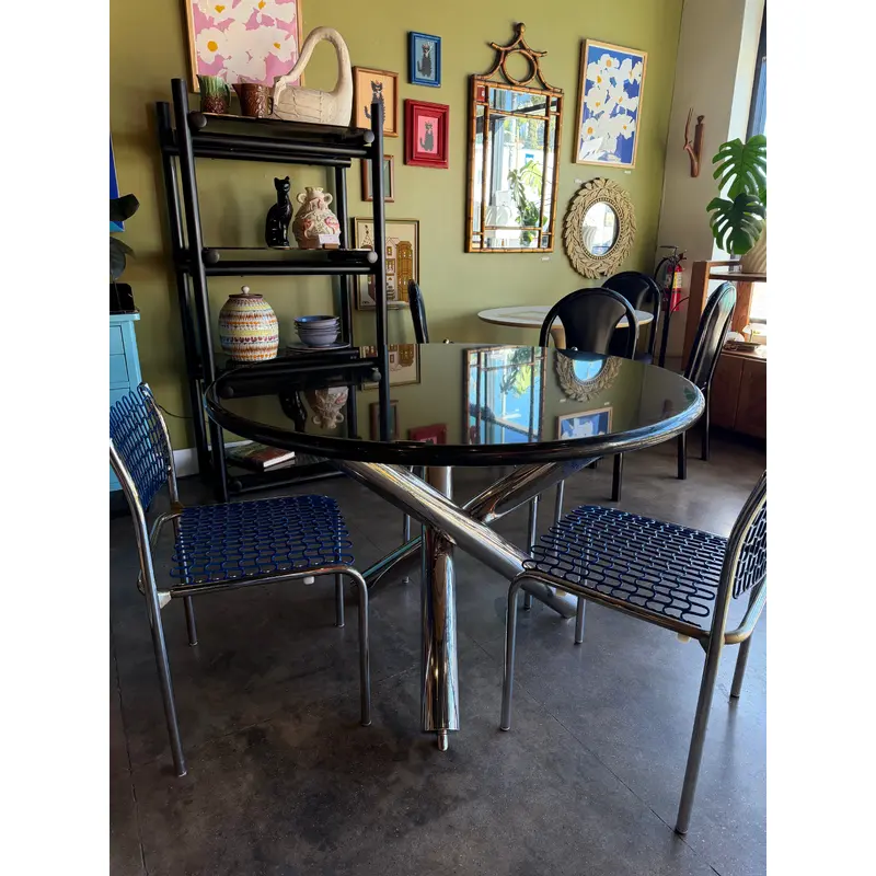 Vintage "Van Dyck" Chrome + Granite Dining Table by Minotti