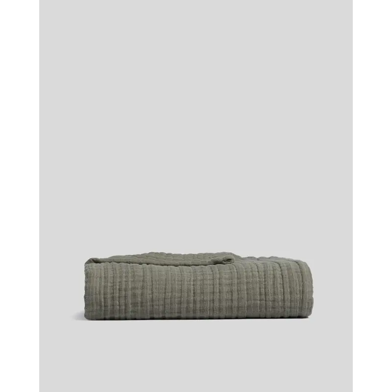 Cloud Linen Gauze Throw (Moss)