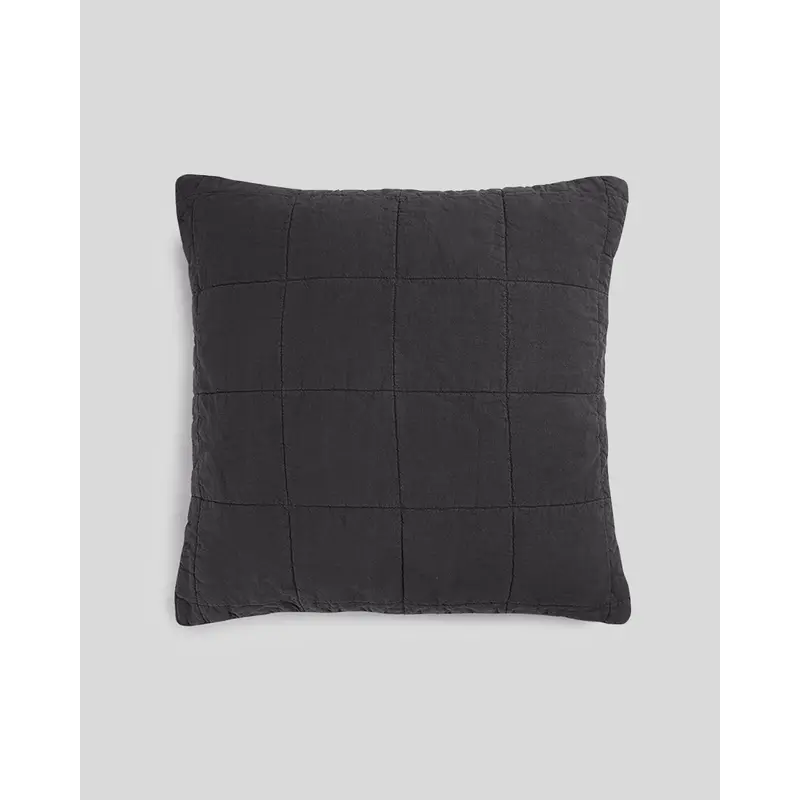 Linen Box Quilted Euro Sham (Coal)