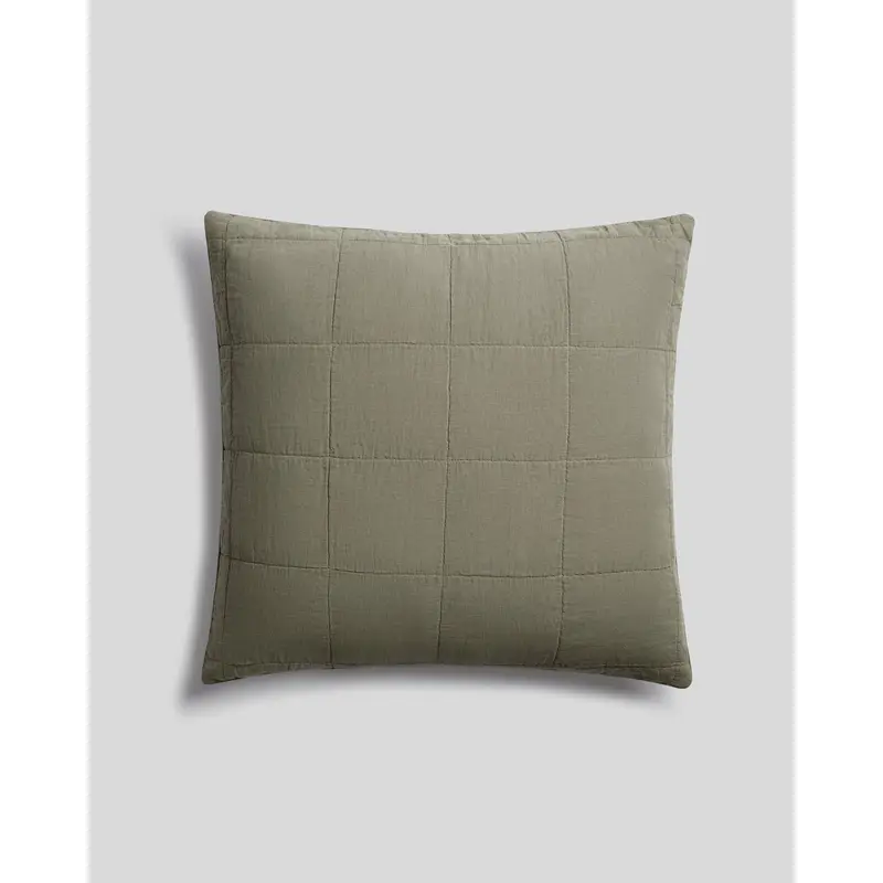 Linen Box Quilted Euro Sham (Moss)