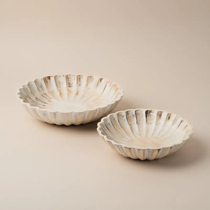 Scallop Bowls - Grey - Set of 2