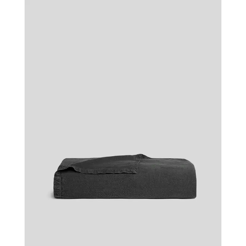 Vintage Linen Bed Blanket (Coal)