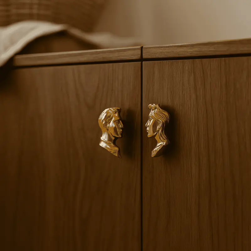 Brass Couple Portrait Handle