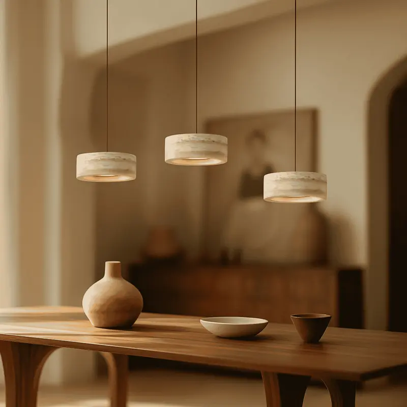 Ithaca Travertine LED Pendant Light  Dimmable Stone Design for Elegant Ambient Lighting