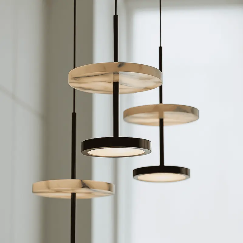 Luxury Black Round Natural Stone Pendant Lamp