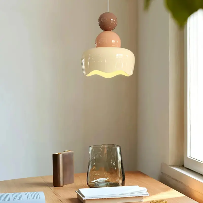 Nordic Cream Glass Pendant Light  Stylish Hanging Lamp for Bedroom