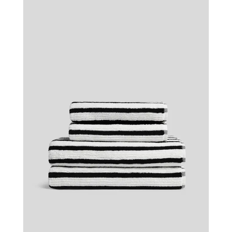 2+2 Organic Resort Stripe Bath Bundle - Plaster with Soft Black