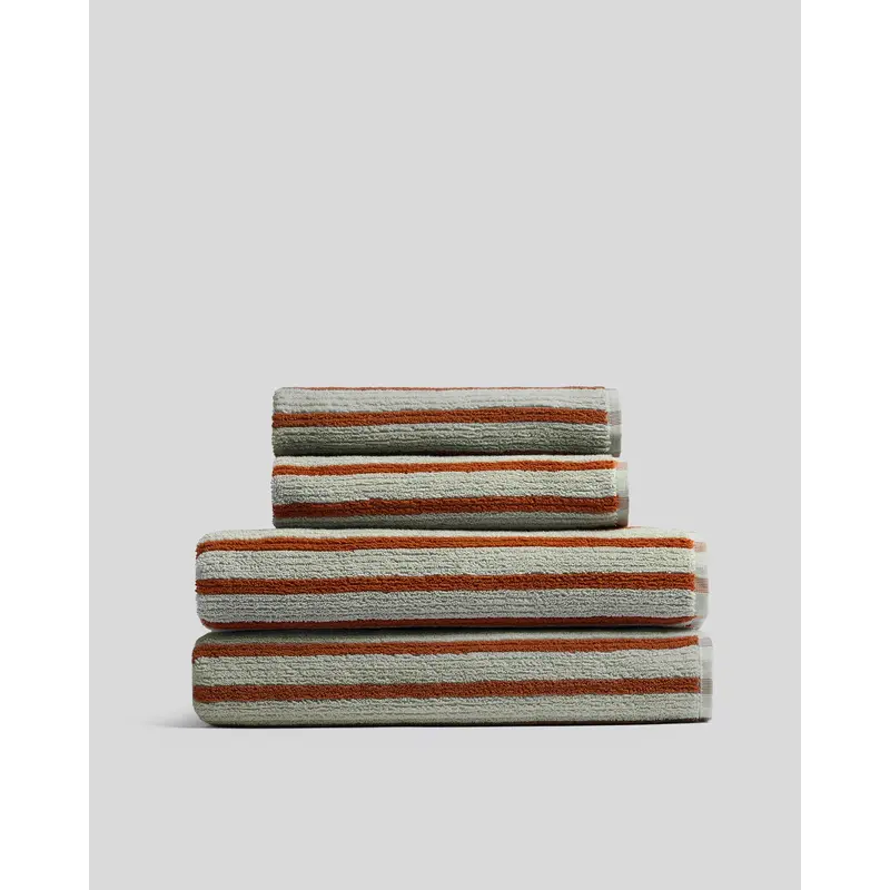 2+2 Organic Resort Stripe Bath Bundle -  Sage with Russet