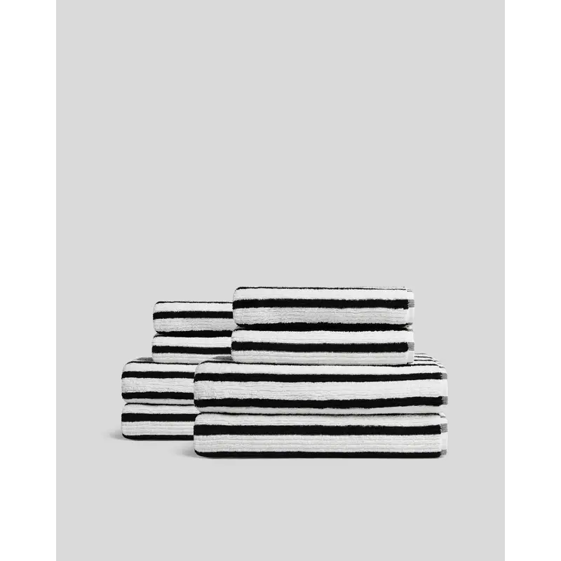 4+4 Organic Resort Stripe Bath Bundle - Plaster with Soft Black