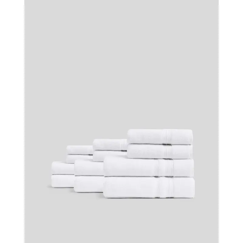 6+6 Classic Turkish Cotton Bath Bundle - White