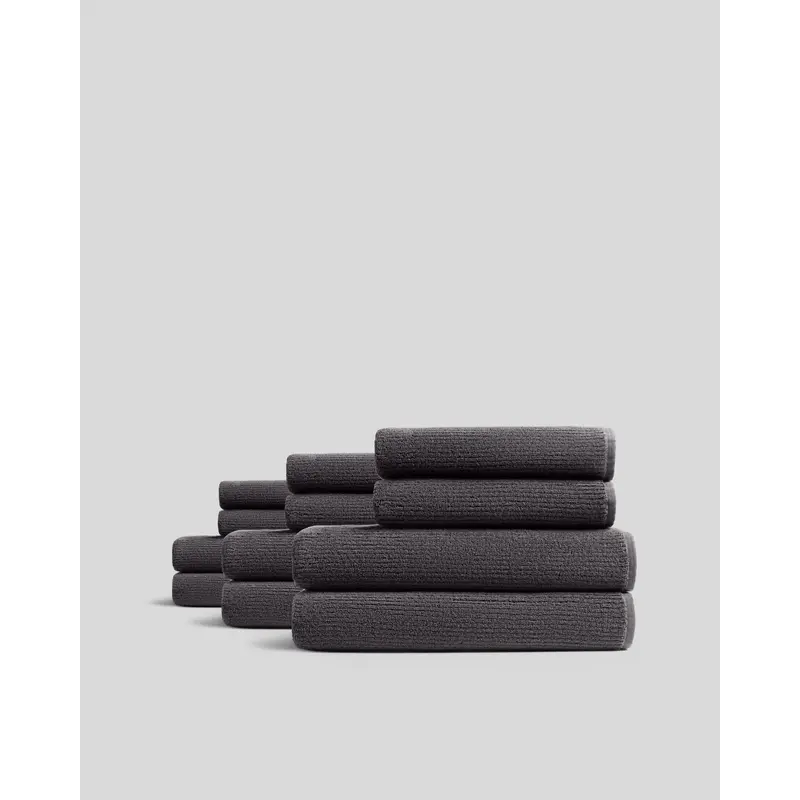 6+6 Soft Rib Bath Bundle - Dark Grey