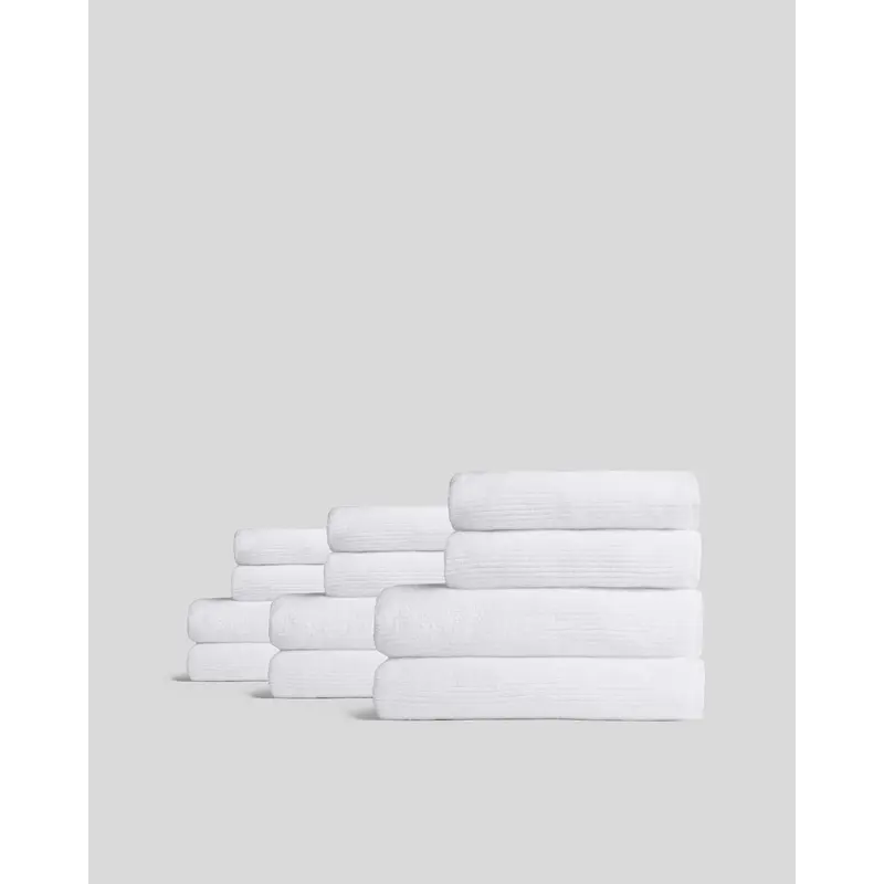 6+6 Soft Rib Bath Bundle - White