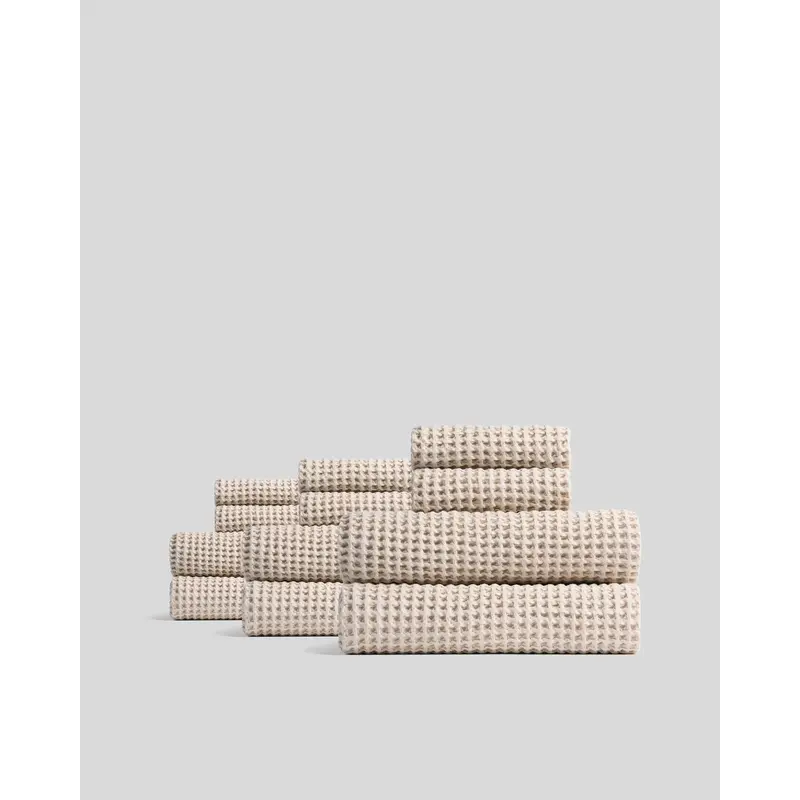 6+6 Waffle Bath Bundle - Bone