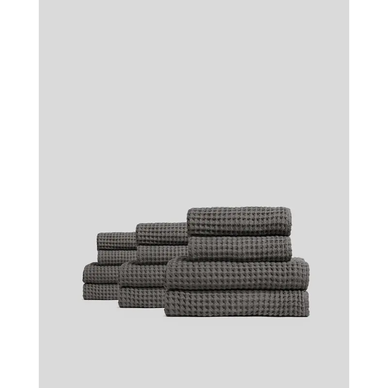 6+6 Waffle Bath Bundle - Charcoal