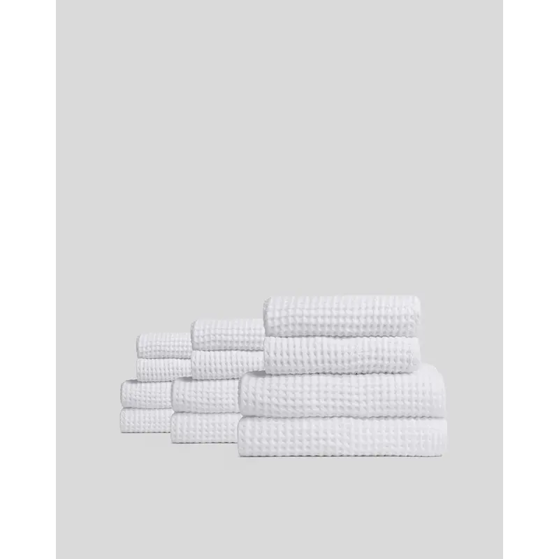 6+6 Waffle Bath Bundle - White