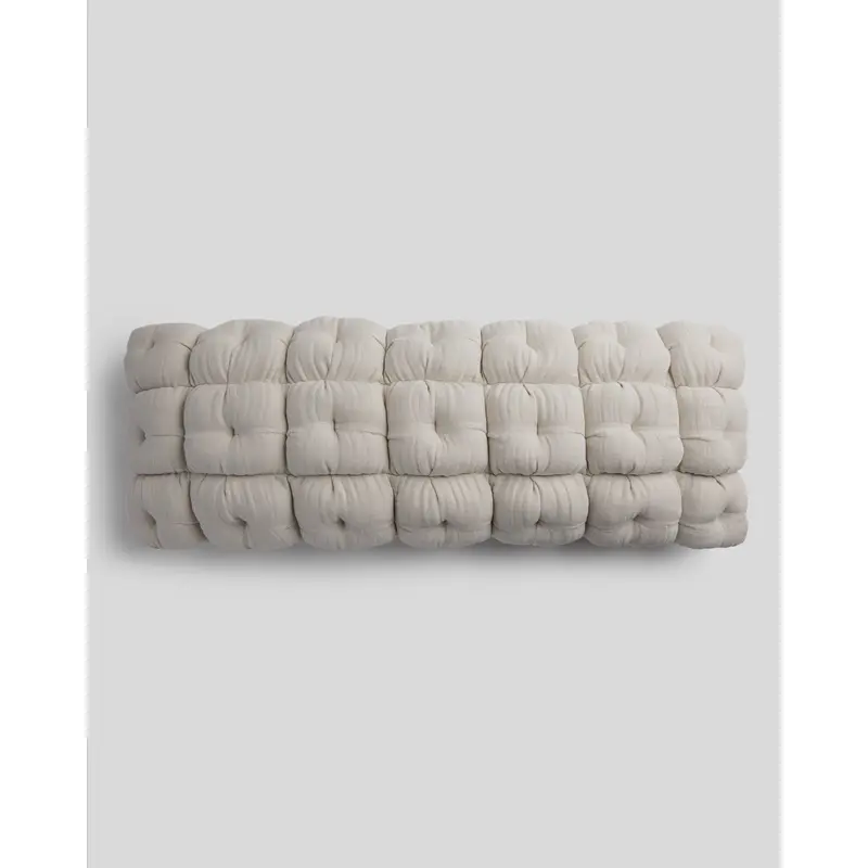 Cloud Linen Puff Lumbar Pillow Cover (Bone)