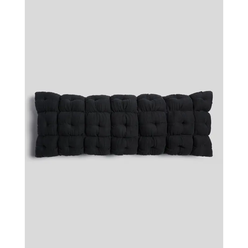 Cloud Linen Puff Lumbar Pillow Cover (Soft Black)