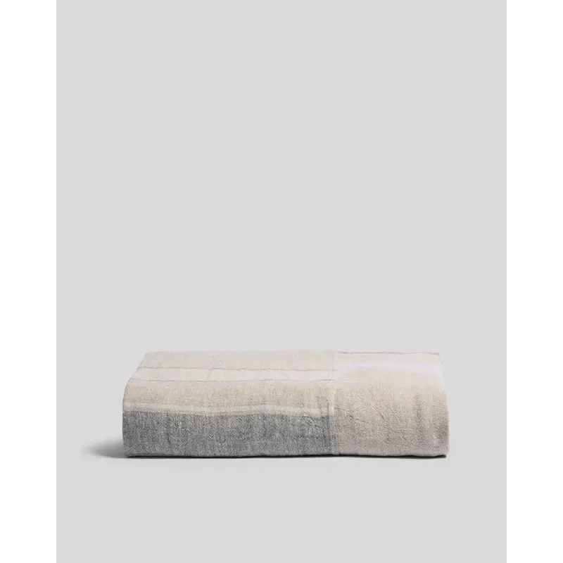 Heritage Linen Bed Cover (Natural Stripe Cool)