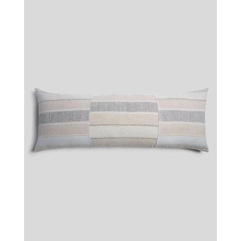 Heritage Linen Body Pillow Cover (Natural Stripe Cool)