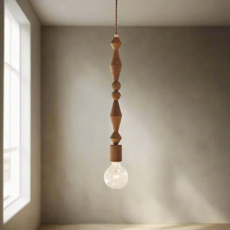 Kiy Natural Wood & Glass Pendant Light