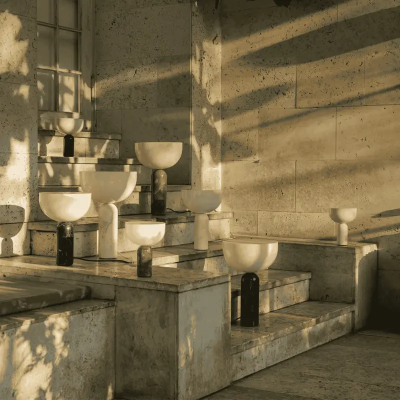 Lunara Marble Table Lamp  USB Charging & Touch Control