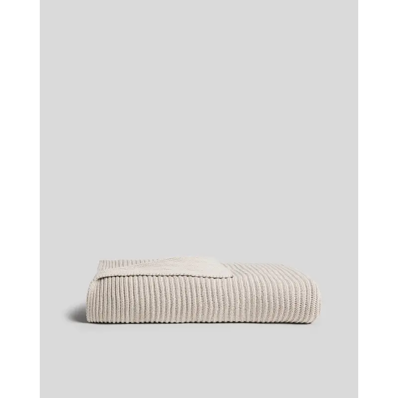 Organic Rib Knit Throw (Bone)