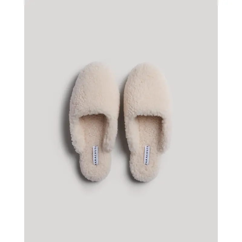 Shearling Wool Lounge Slippers (Natural)